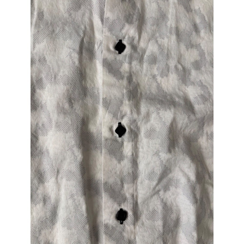 Visconti Uomo Mercerized Cotton Dress Shirt White Gray Jacquard Long Sleeve Men - Picture 3 of 4
